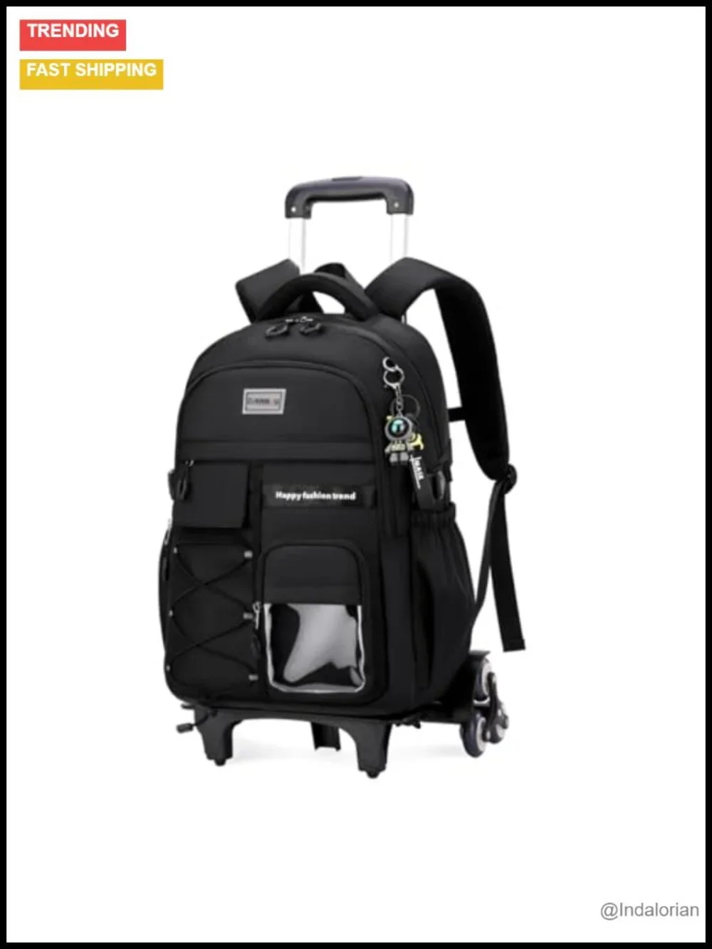 Rolling Backpack with Wheels for Kids, Lightweight Carry-On Trolley Bag, School